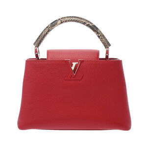 LOUIS VUITTON Capucines Ruby Taurillon Leather Python Handbag